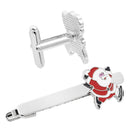 Christmas Tie Clip 2 pcs, Stylish Santa Tie Clip, Compatible with Christmas Wedding Winter Accessories, Bar Buckle Tie Clip
