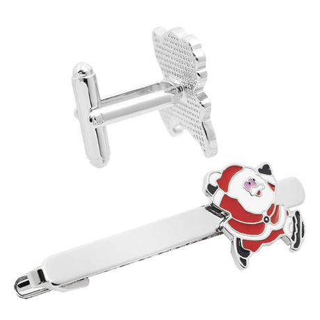 Christmas Tie Clip 2 pcs, Stylish Santa Tie Clip, Compatible with Christmas Wedding Winter Accessories, Bar Buckle Tie Clip