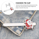 Christmas Tie Clip 2 pcs, Stylish Santa Tie Clip, Compatible with Christmas Wedding Winter Accessories, Bar Buckle Tie Clip