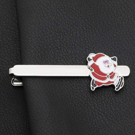 Christmas Tie Clip 2 pcs, Stylish Santa Tie Clip, Compatible with Christmas Wedding Winter Accessories, Bar Buckle Tie Clip