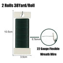 Green Floral Wire for Wreath Tying, 2 Rolls