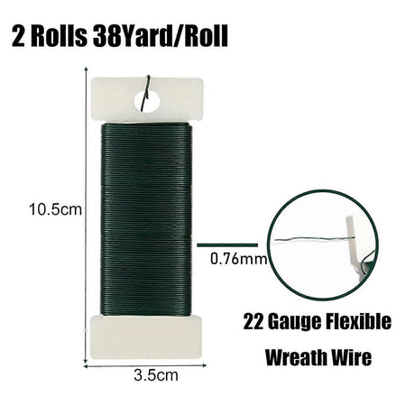 Green Floral Wire for Wreath Tying, 2 Rolls