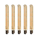 LED Edison Filament Bulbs 6W E27 Warm White 5-Pack T225 Long Tube Design Yellow Glass