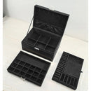 Black Jewelry Box with Key Lock, Multiple Compartments, Compatible with Yux