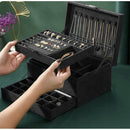 Black Jewelry Box with Key Lock, Multiple Compartments, Compatible with Yux