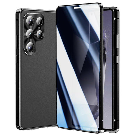 Samsung Galaxy S25 Ultra Case Anti-Spy Dual-Sided Tempered Glass Magnetic Phone Case by WELLNGS Black