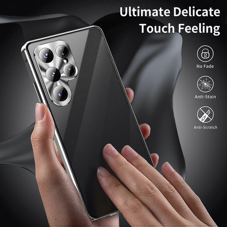 Samsung Galaxy S25 Ultra Case Anti-Spy Dual-Sided Tempered Glass Magnetic Phone Case by WELLNGS Black