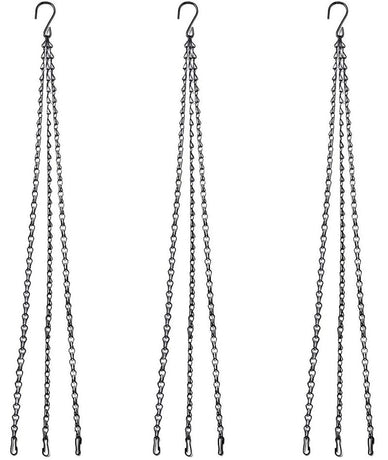 Hanging Chain Set for Plant Hanger 3-Pack Metal Replacement Basket Chains with Clips Hooks Bird Feeder Garden Flower Pot
