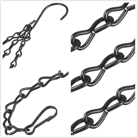 Hanging Chain Set for Plant Hanger 3-Pack Metal Replacement Basket Chains with Clips Hooks Bird Feeder Garden Flower Pot
