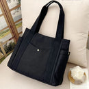 Canvas Tote Bag for Work Travel College Student Book Bag Large Capacity Shoulder Bag Black