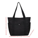 Canvas Tote Bag for Work Travel College Student Book Bag Large Capacity Shoulder Bag Black