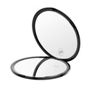 Compact Double-Sided Mirror with 10x Magnification - Black