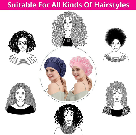 Gold Satin Sleep Cap for Women Girls Curly Hair Breathable Large Night Cap