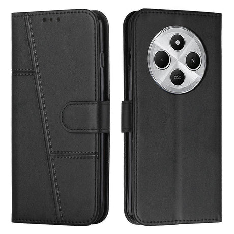 Stitched Calfskin Case Compatible with Redmi 14C 4G (FMY) Black