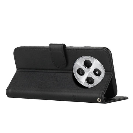 Stitched Calfskin Case Compatible with Redmi 14C 4G (FMY) Black
