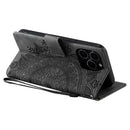 Compatible with iPhone 14 Pro Case Leather Wallet Embossed Totem Skin Feel Phone Cover
