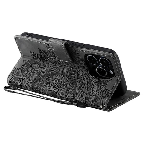 Compatible with iPhone 14 Pro Case Leather Wallet Embossed Totem Skin Feel Phone Cover