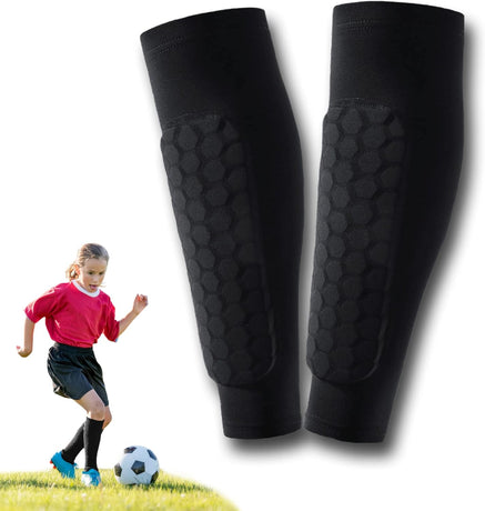Children's Leather Pads, Ski Pads, Football Pads, Calf Protection, Football Equipment Pad Teenager Unisex Breathable Pads Protect Athletics, 1 Pair