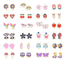 Girls Clip-on Earrings 24 Pairs Cute Flower Metal Earrings Princess Dress Up Jewelry