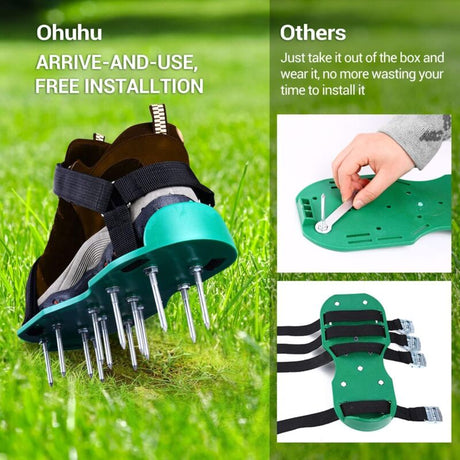 Lawn Aerator Sandals, Garden Shoes with Spikes, Free Installation, Compatible with Lawn Care Equipment