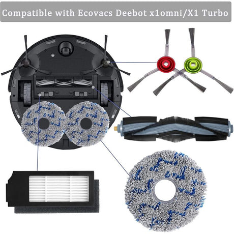 Ecovacs Filter Brush Cloth Replacement Accessory Kit 15 Pieces Compatible with DEEBOT T20 T10 X1 Omni Turbo Plus Robot Vacuum Cleaner
