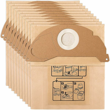 Replacement Filter Bags for Kärcher WD2 MV2 WD2250 A2004 A2054 Vacuum Cleaner 10 Pack