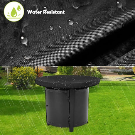 Fire Pit Protective Cover UV Resistant Waterproof 420D Round Cover for Patio Fire Pit and Thin Grill Protection