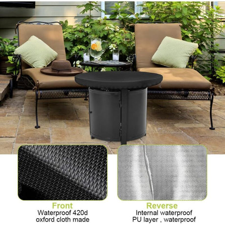 Fire Pit Protective Cover UV Resistant Waterproof 420D Round Cover for Patio Fire Pit and Thin Grill Protection