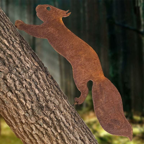 Tree Squirrel Metal Garden Decoration 30 cm Compatible with Outdoor Decor