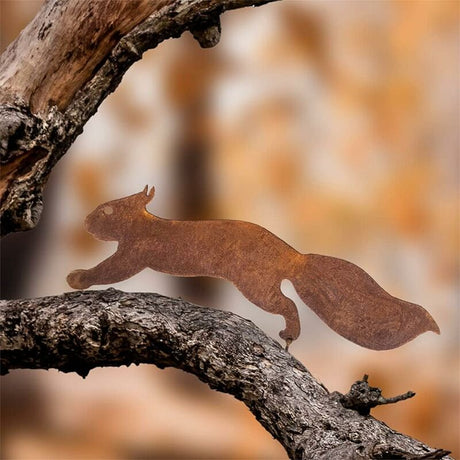 Tree Squirrel Metal Garden Decoration 30 cm Compatible with Outdoor Decor