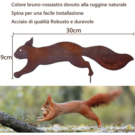 Tree Squirrel Metal Garden Decoration 30 cm Compatible with Outdoor Decor
