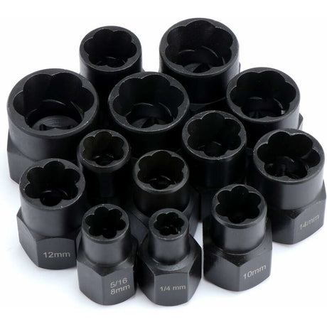 Socket Wrench Set with Nut Extractor For Damaged Bolts 13 Pieces