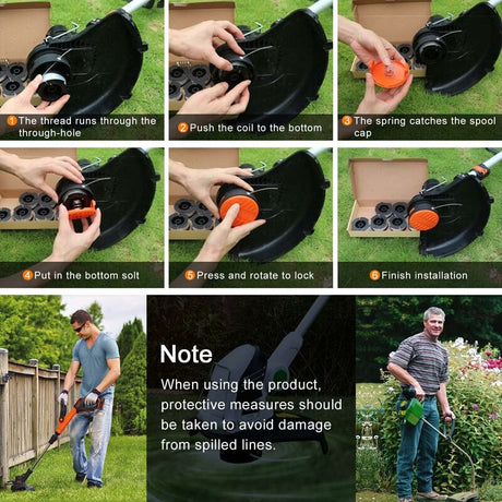 Trimmer Line Spool Compatible with Black and Decker Trimmers, 6-Pack with 1 Spool Guard and 1 Spring