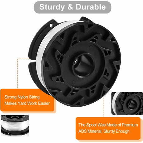 Trimmer Line Spool Compatible with Black and Decker Trimmers, 6-Pack with 1 Spool Guard and 1 Spring