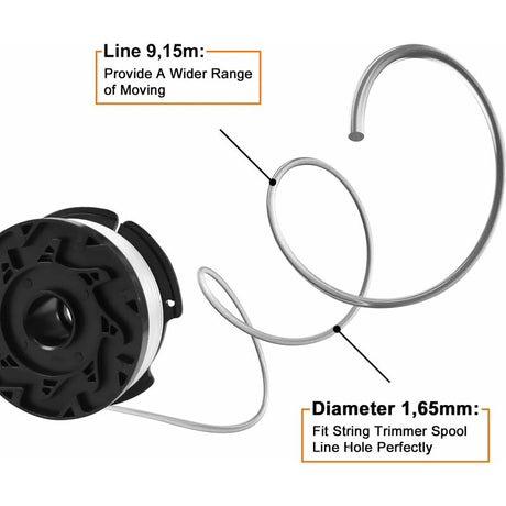 Trimmer Line Spool Compatible with Black and Decker Trimmers, 6-Pack with 1 Spool Guard and 1 Spring