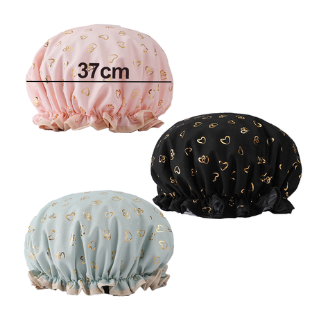 Waterproof Shower Caps for Women, Double Layered, 3-Pack