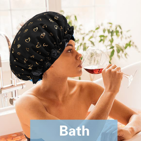 Waterproof Shower Caps for Women, Double Layered, 3-Pack