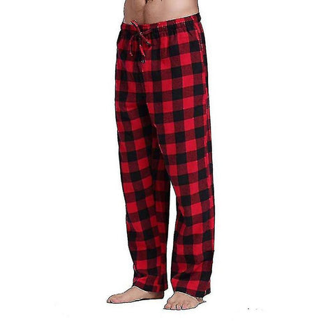 Flannel Plaid Pajama Pants for Men with Pockets Soft Sleepwear in Gray