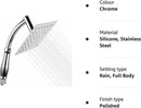 Rain Shower Head High Pressure Large Square Chrome Finish Universal Replacement Shower Accessories