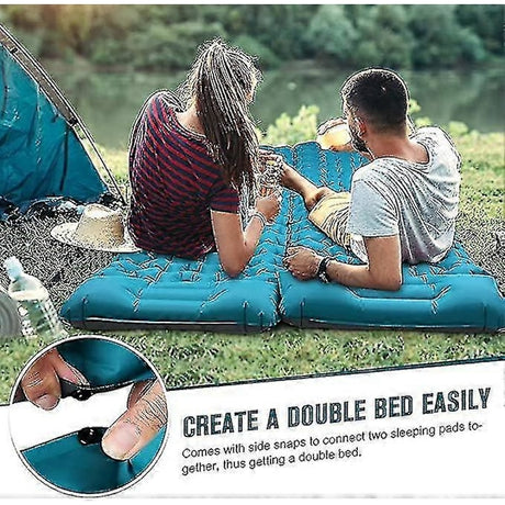 Camping Mattress Self-Inflating Lightweight Compact Single Double Attachable Inflatable Mat Navy