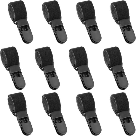 12 Pack Garden Flag Clips Anti Wind Garden Flag Stand Stoppers Flags Pole Clips to Hold Flags in Place, Support Rod Accessories (Black)