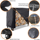 Firewood Log Rack Cover 4ft / 8ft Heavy Duty Waterproof Wood Pile Outdoor Patio Garden Fireplace Holder Fire Storage Covers (4FT: 48" x 24" 42")  4FT: 42"