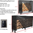 Firewood Log Rack Cover 4ft / 8ft Heavy Duty Waterproof Wood Pile Outdoor Patio Garden Fireplace Holder Fire Storage Covers (4FT: 48" x 24" 42")  4FT: 42"