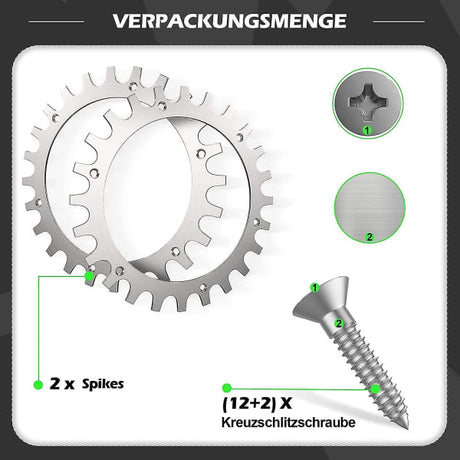 Worx Landroid S/M 205mm Wheel Stainless Steel Spikes 2-Pack with Screws
