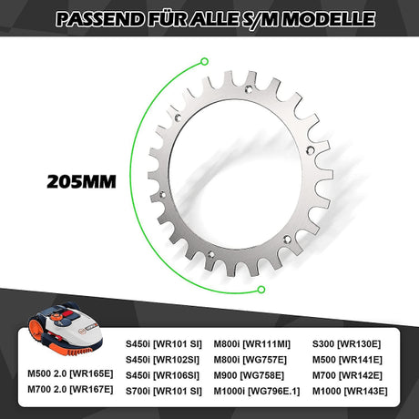 Worx Landroid S/M 205mm Wheel Stainless Steel Spikes 2-Pack with Screws