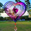 Metal Wind Chime 37x20 cm Stainless Steel Heart Pattern Hanging Garden Decoration with 360° Rotating Hook