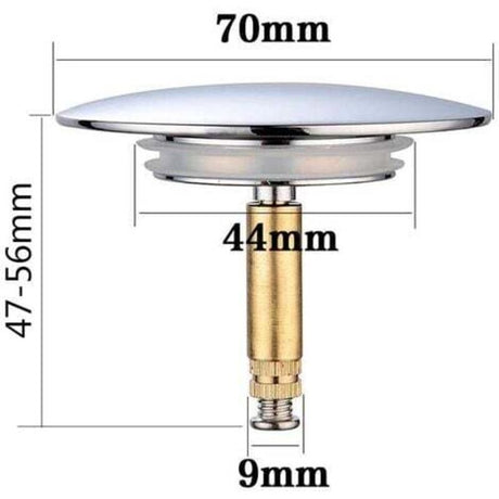 Universal Bathtub Stopper Ø70mm Adjustable Height Double Seal Chrome Brass Stainless Compatible with Most Sinks and Bathtubs