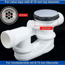 Universal Bathtub Stopper Ø70mm Adjustable Height Double Seal Chrome Brass Stainless Compatible with Most Sinks and Bathtubs