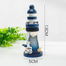 Wooden Lighthouse Decor 10cm Nautical Ornament with Seabird Marine Decoration in Mediterranean Style