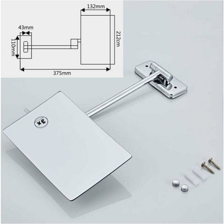 Foldable Rotating Magnifying Mirror 3X, 360-Degree Wall Mount with Compatible Drilling for Bathroom Makeup